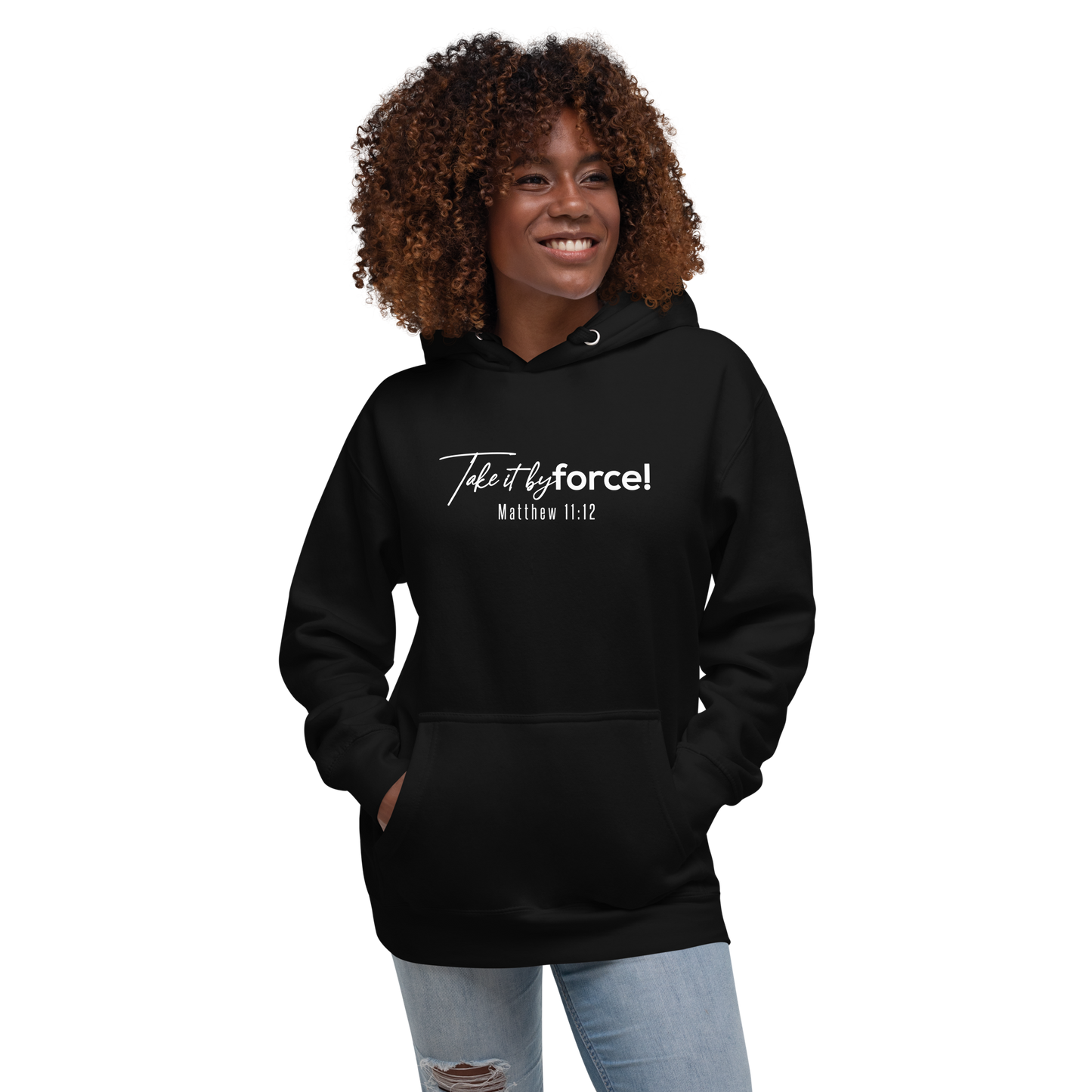 Unisex Take it by force! Signature 1 Hoodie white print *addt'l. colors