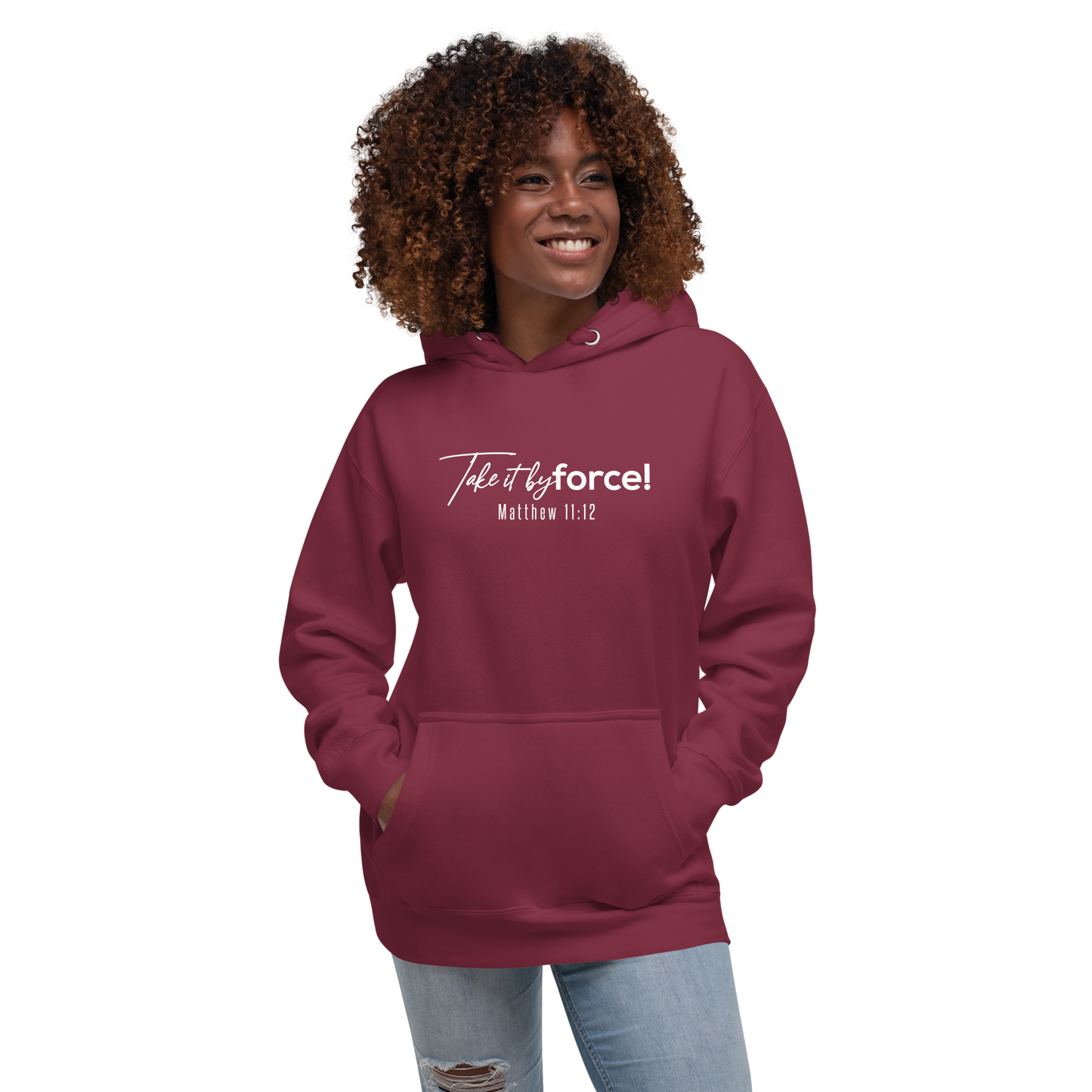 Unisex Take it by force! Signature 1 Hoodie white print *addt'l. colors