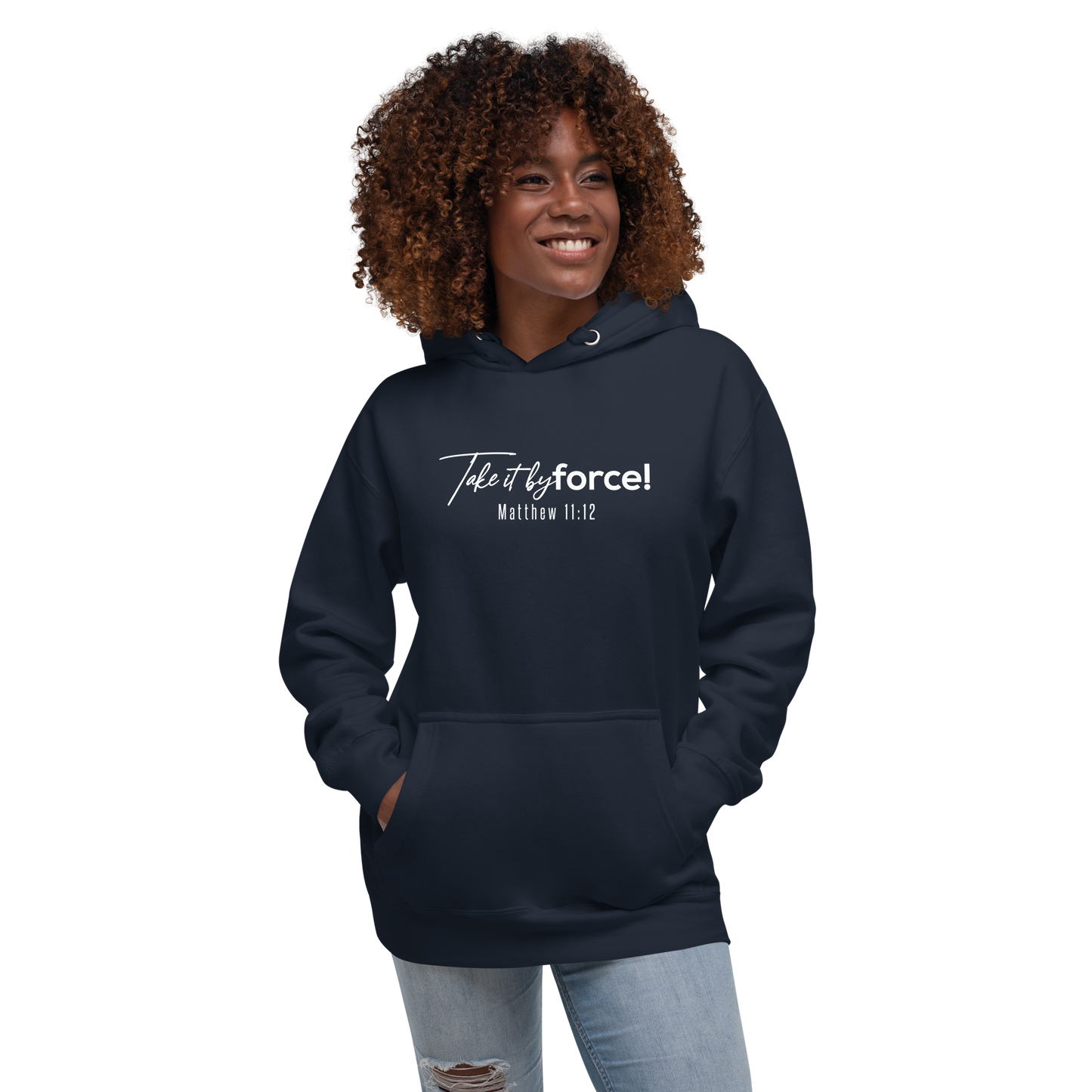 Unisex Take it by force! Signature 1 Hoodie white print *addt'l. colors