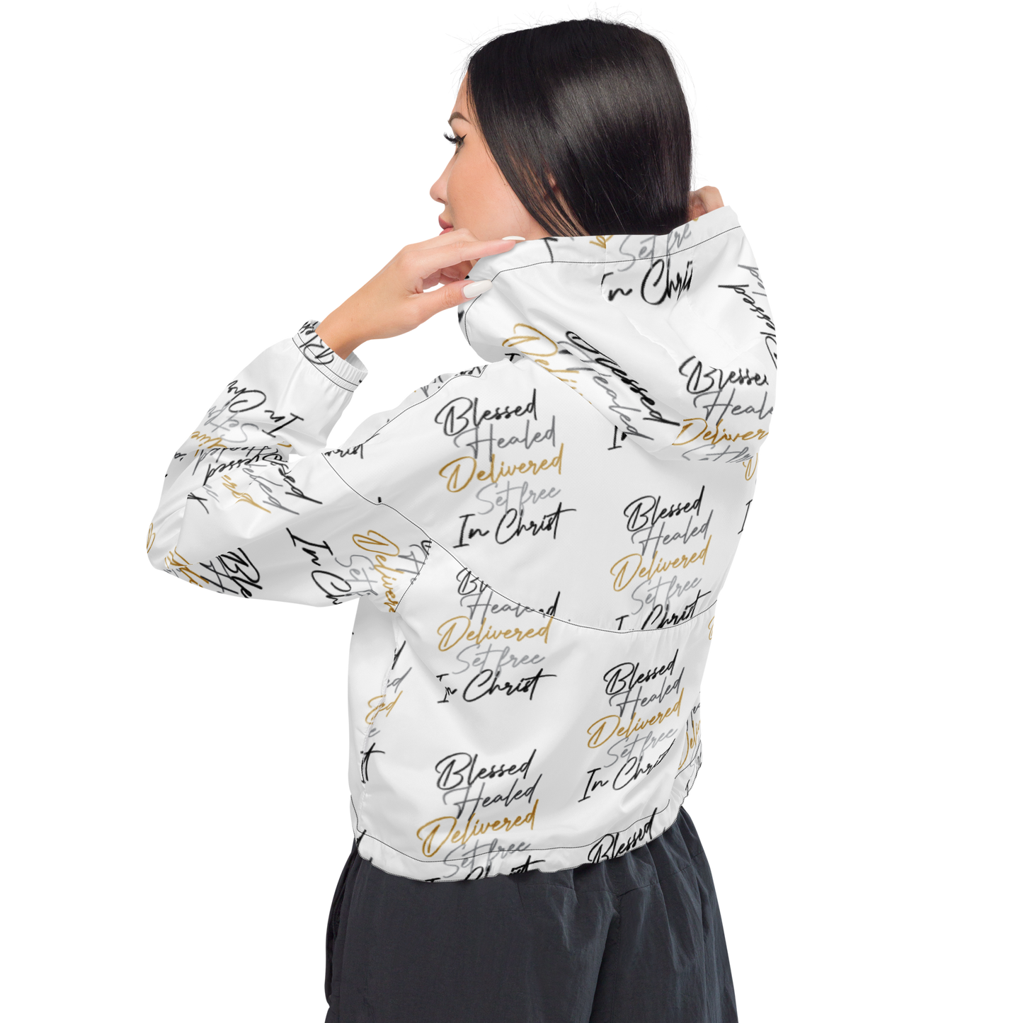 Blessed Healed Women’s Cropped Windbreaker Jacket
