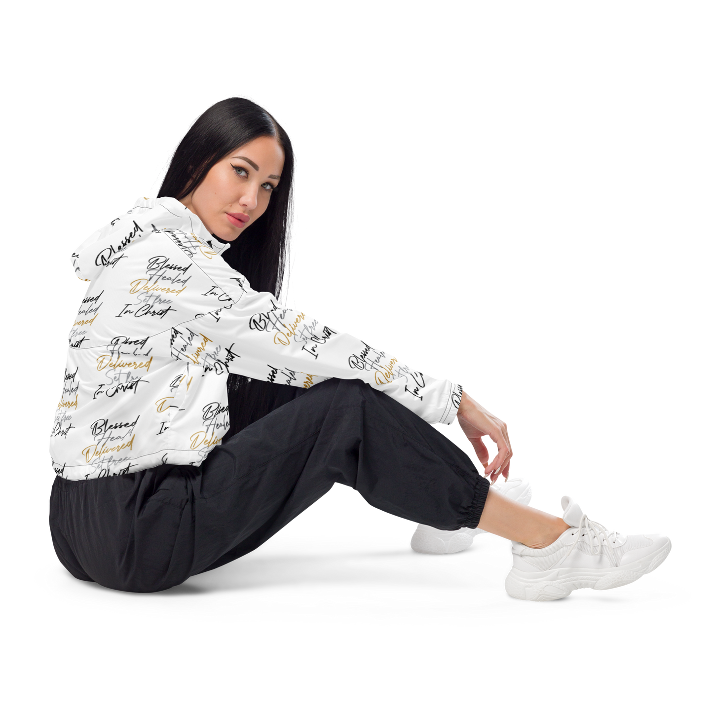Blessed Healed Women’s Cropped Windbreaker Jacket