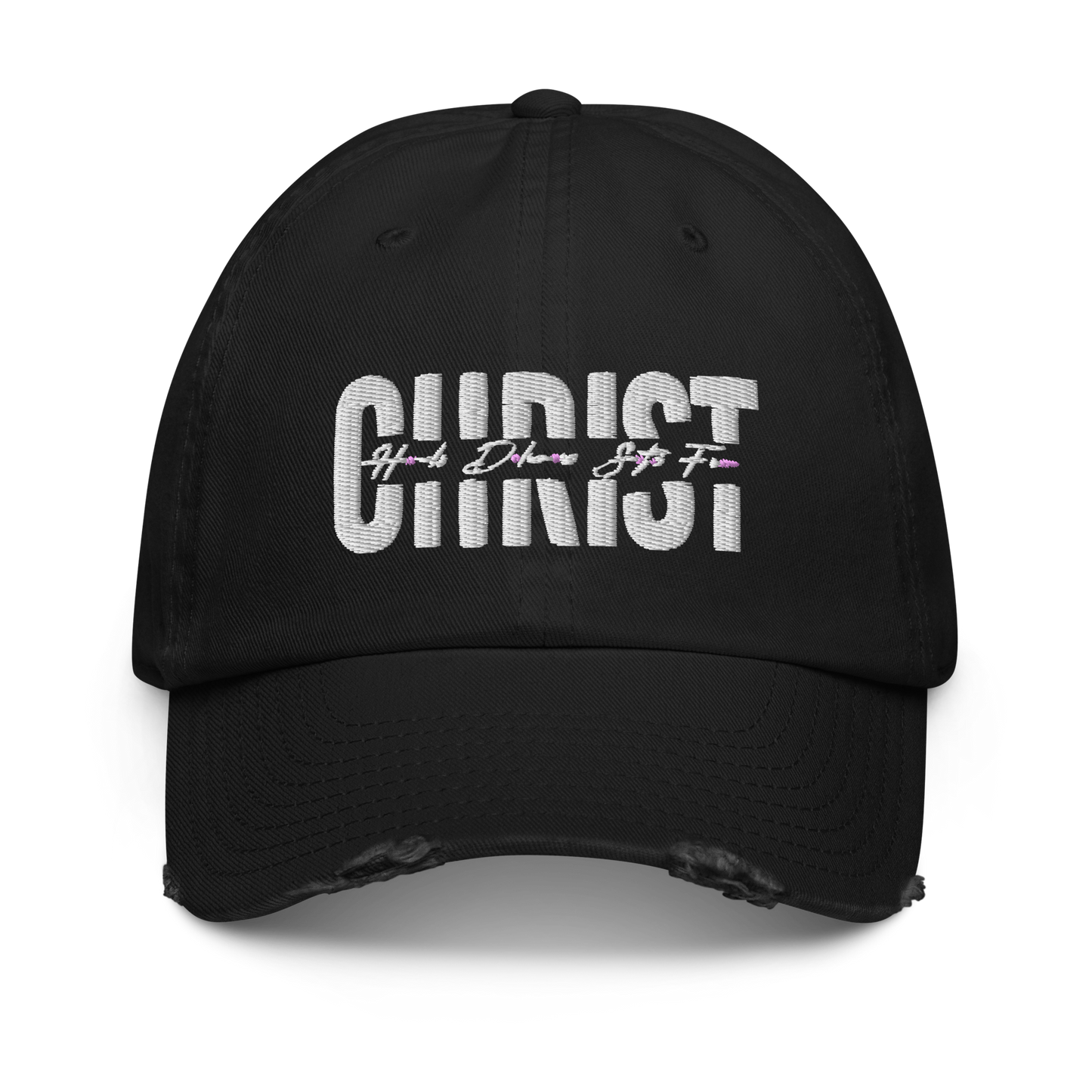 Signature Hat White Print Christ Heals, Delivers *also in black