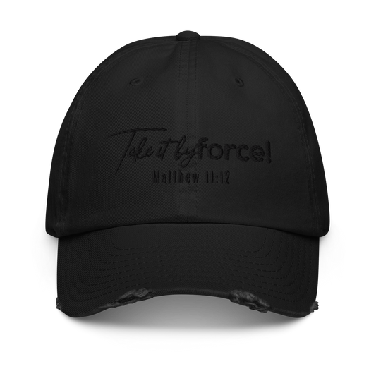 Take it by force! Hat in black print
