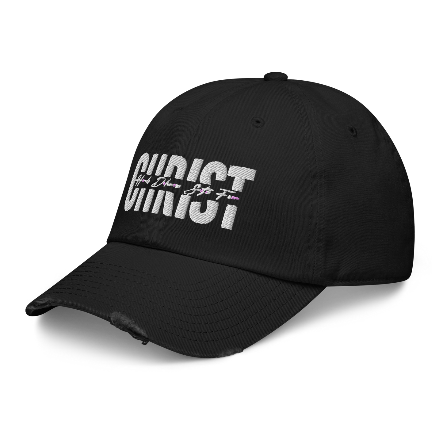 Signature Hat White Print Christ Heals, Delivers *also in black