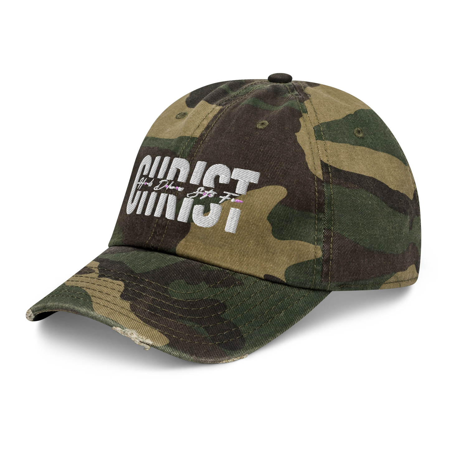 Signature Hat White Print Christ Heals, Delivers *also in black