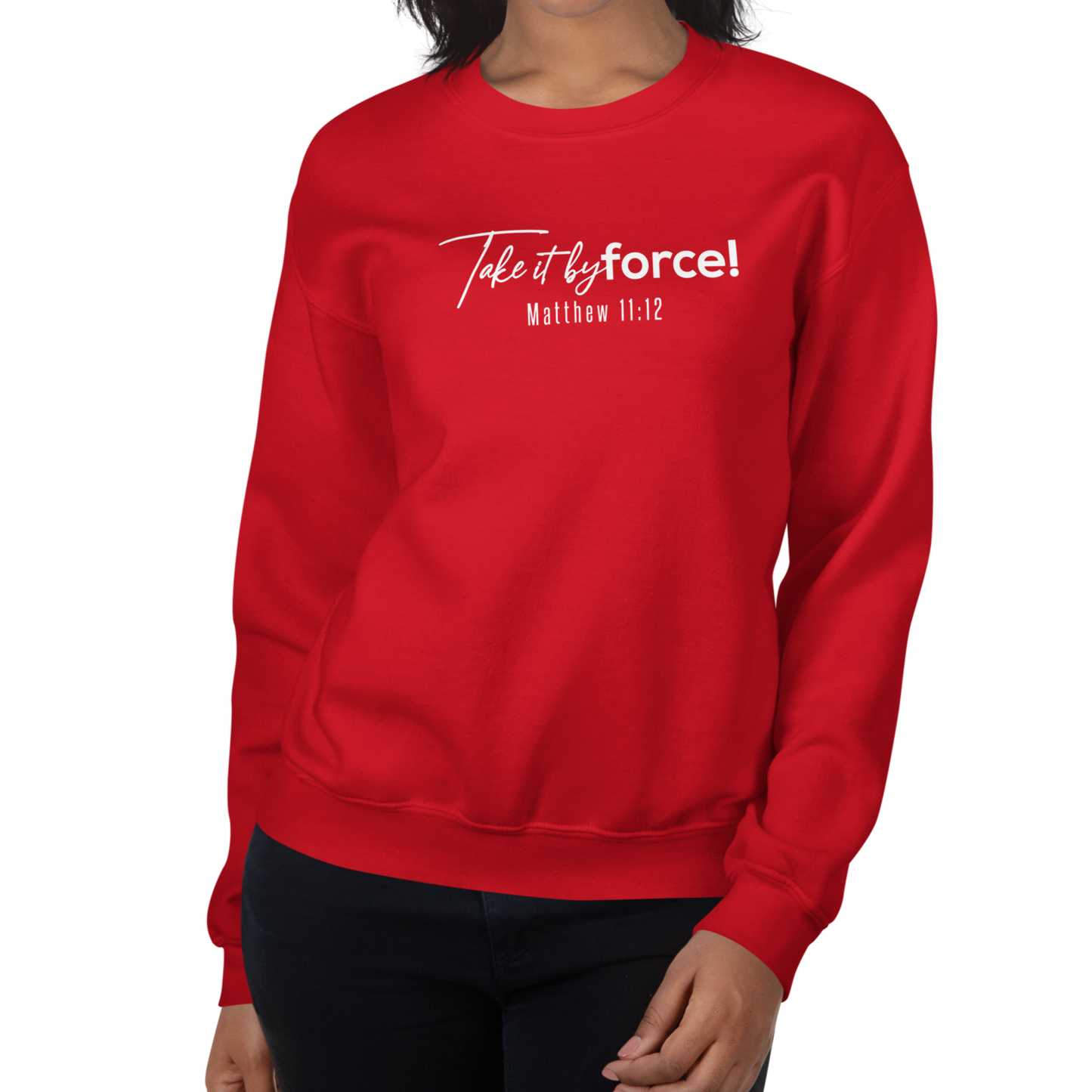 Unisex Take it by force! Sweatshirt white print   *addt'l. colors