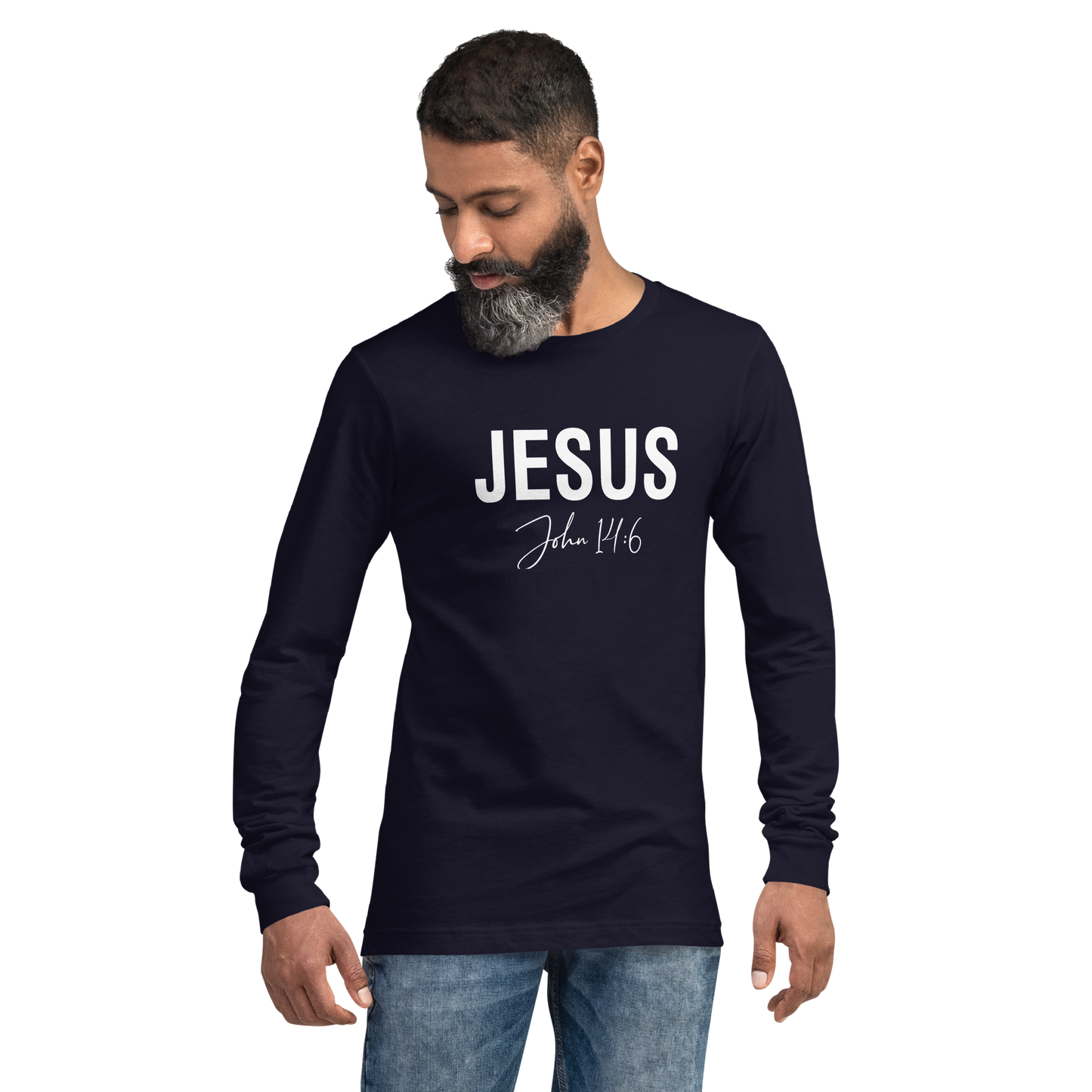 Unisex Long Sleeve Jesus Signature Tee White   *addt'l. colors