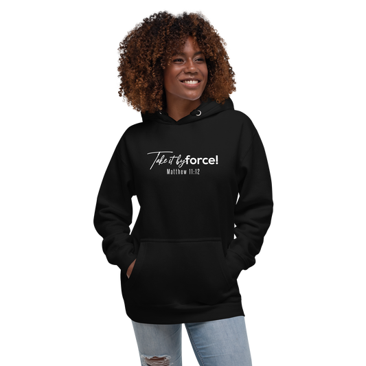 Unisex Take it by force! Signature 1 Hoodie white print   *addt'l. colors