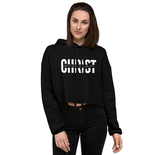 Cropped Christ Hoodie White Print      *addt'l. colors
