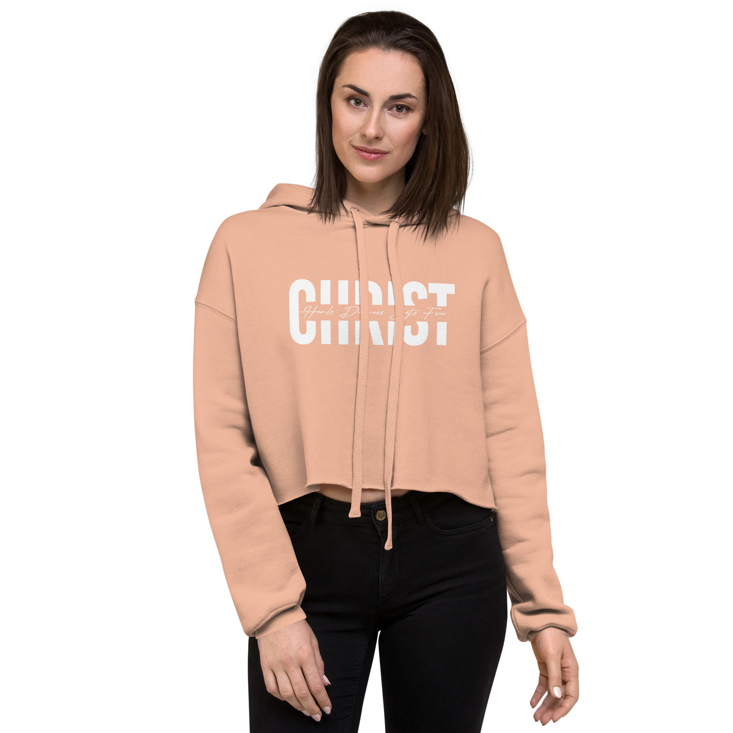 Cropped Christ Hoodie White Print      *addt'l. colors
