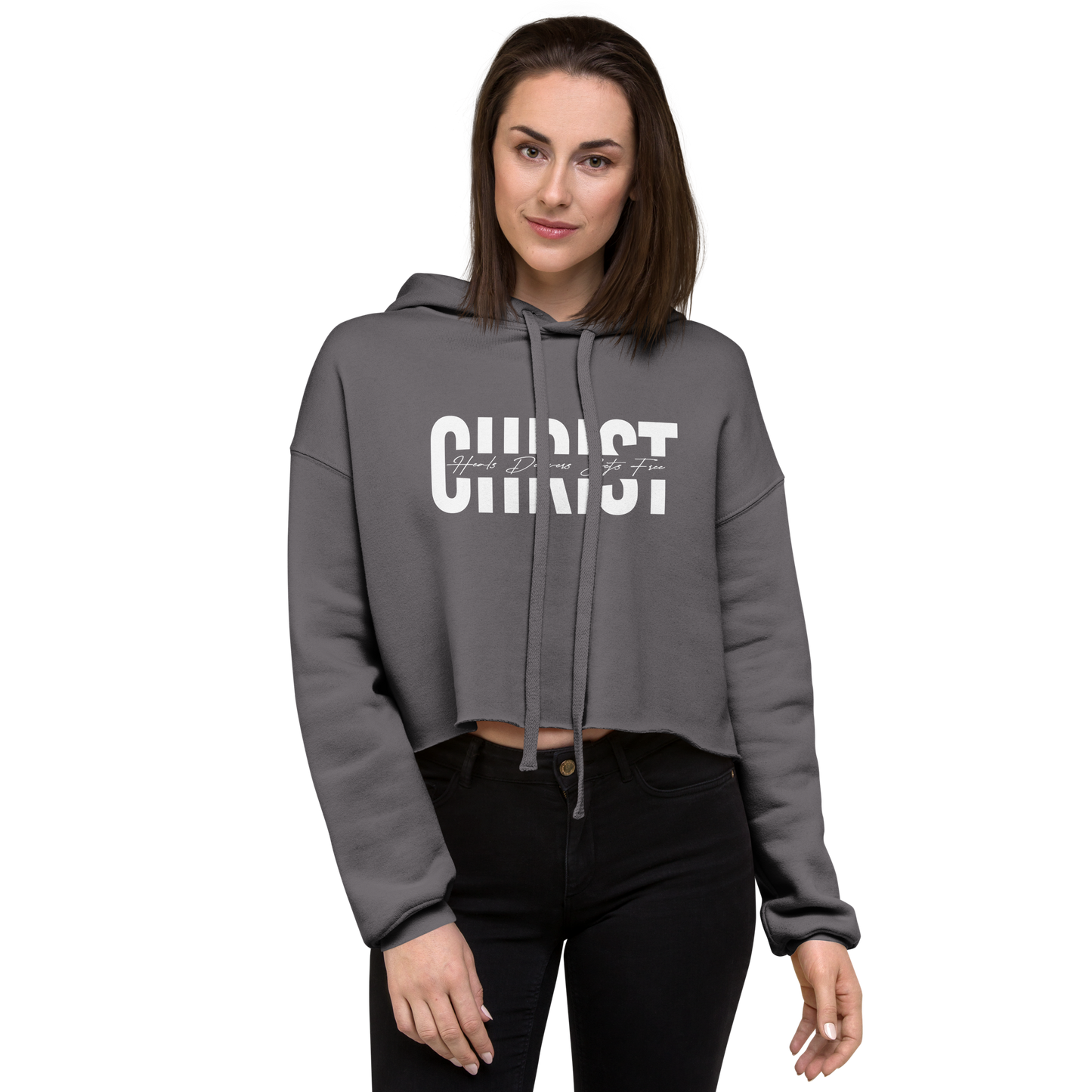 Cropped Christ Hoodie White Print      *addt'l. colors